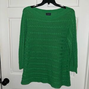 Chaps Bright Green Textured Boatneck Sweater